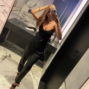 faux leather zip up pants